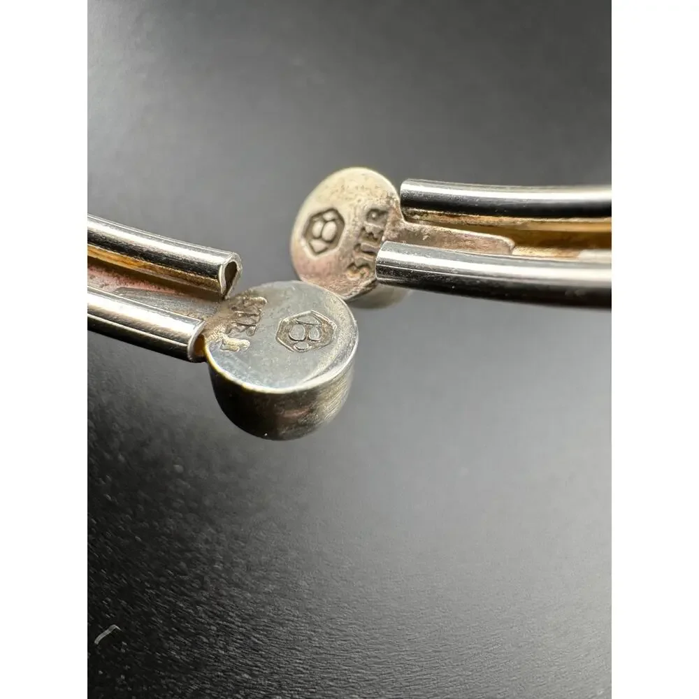 Sterling Silver 925 Bypass Cuff Bangle Ball Ends Engraved